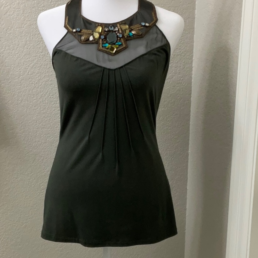 Karen Millen Black Embellished Sleeveless Tank Top
